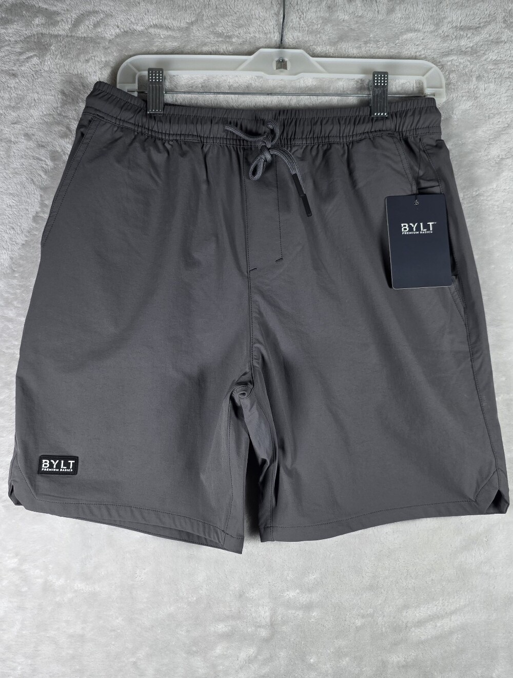 BYLT The Bios Shorts Mens Size Medium Charcoal Gray 7” Inseam Linerless NWT